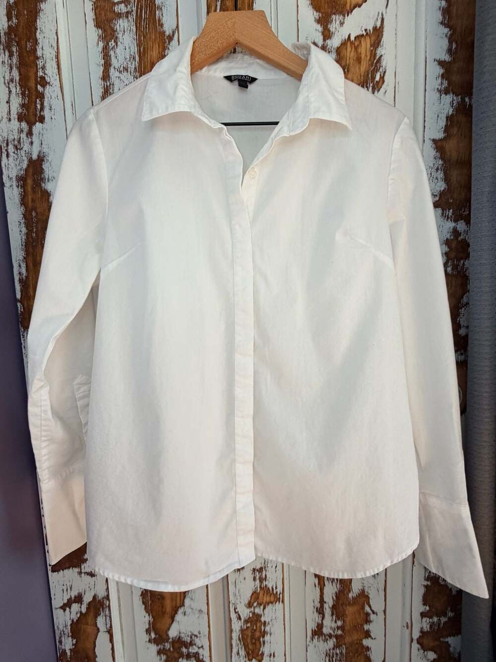 Bogari Womens Button Down Long Sleeve Shirt Size M White Collared Capsule